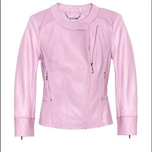 White House Black Market Pink Leather Motorcycle Jacket NWOT
